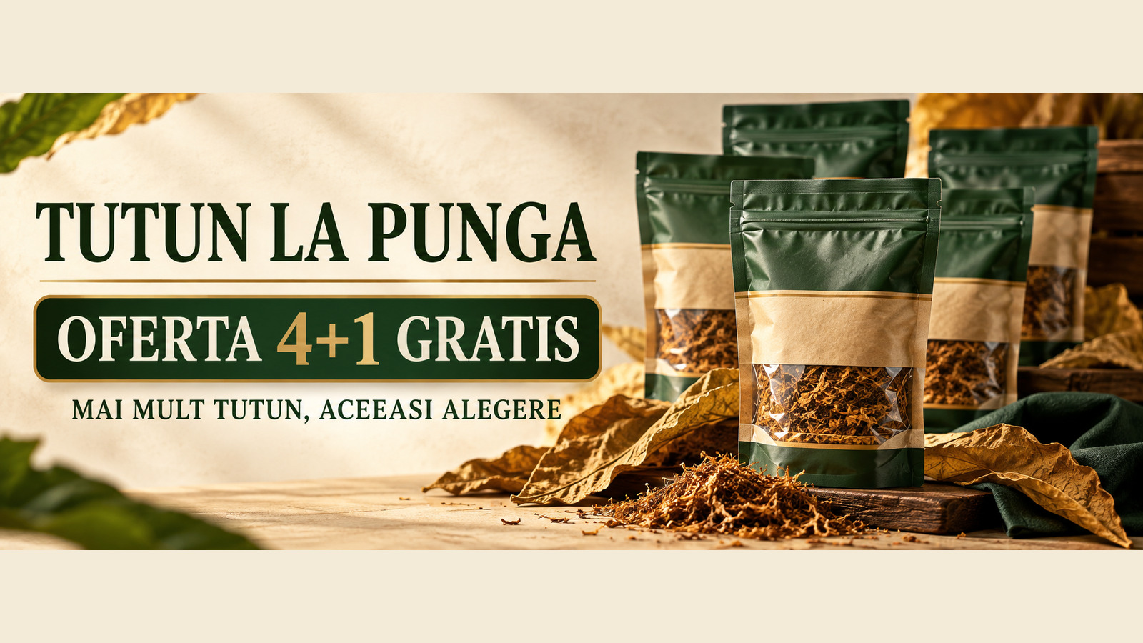 Oferta 4 plus 1 gratis la tutun la pungă